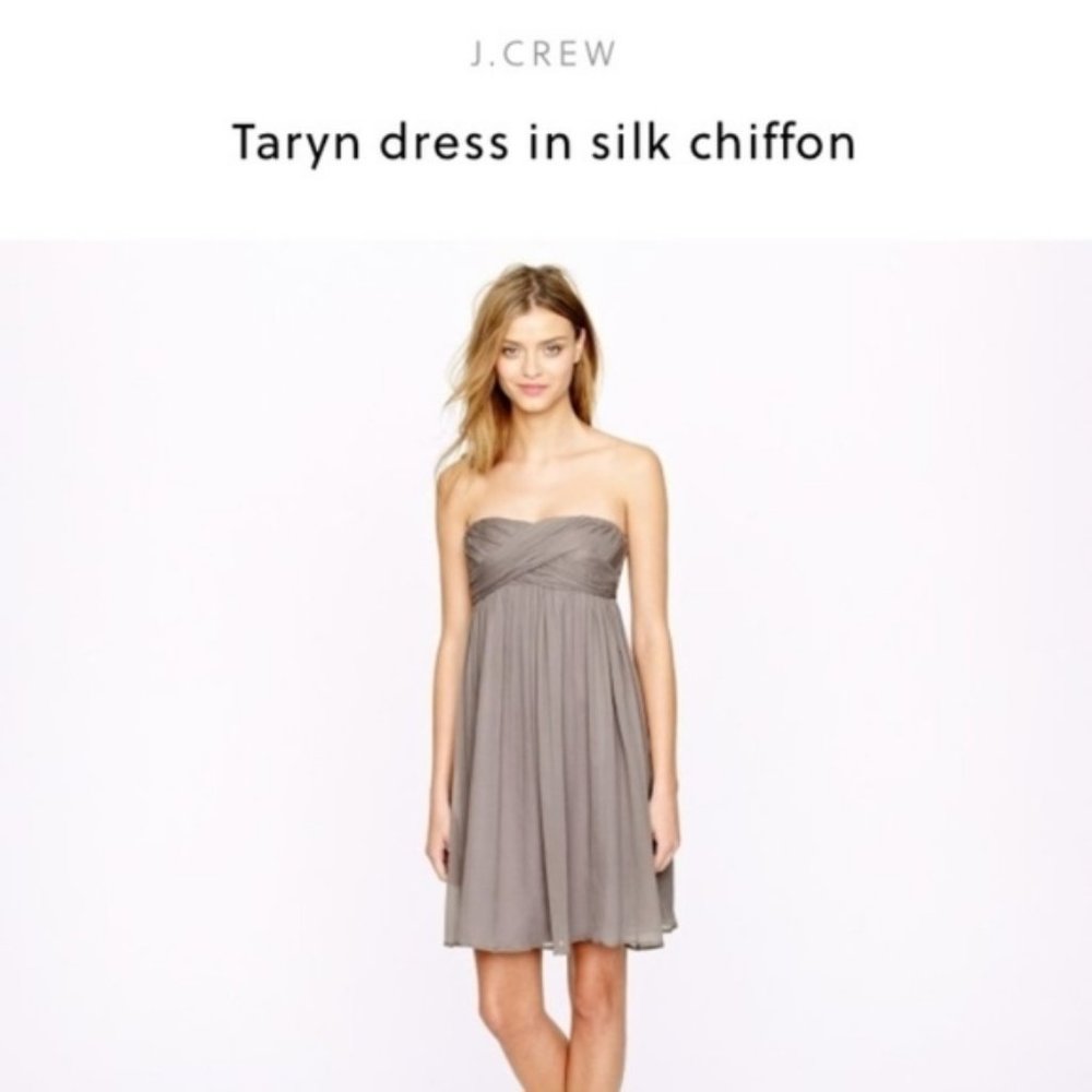 J. Crew Strapless Silk Chiffon Dress - NWT! Elegant Black Dress Size 6 - Picture 3 of 16